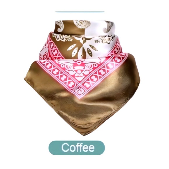 Vintage Paisley Floral Square Scarf Bandana Neck Head Hair Wrap Coffee - Picture 1 of 3